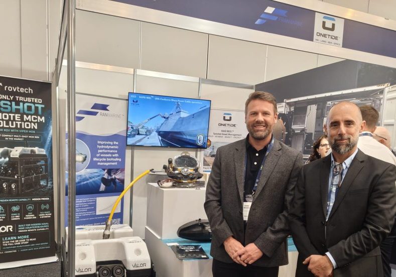 Franmarine and Rovtech Solutions IODS 2026 Partnership Announcement Rovtech Solutions Partner Eddie Moore and Franmarine Biofouling Manager Mat Harvey at IODS 2026, Perth